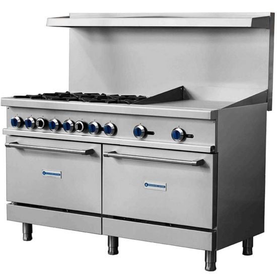 Standard Range SR-R60-24MG-NG 60" Natural Gas Range with 24" Griddle, 6 Burners, 2 Ovens, 306,000 BTU