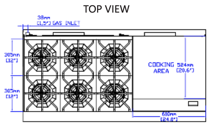 Standard Range SR-R60-24MG-NG 60" Natural Gas Range with 24" Griddle, 6 Burners, 2 Ovens, 306,000 BTU