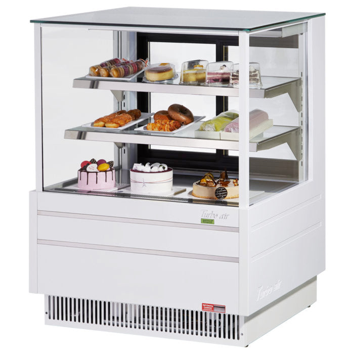 Turbo Air TCGB-36UF-W(B)-N 36" Refrigerated Bakery Display Case, European Straight Front Glass, White or Black, 11.8 Cu. Ft.