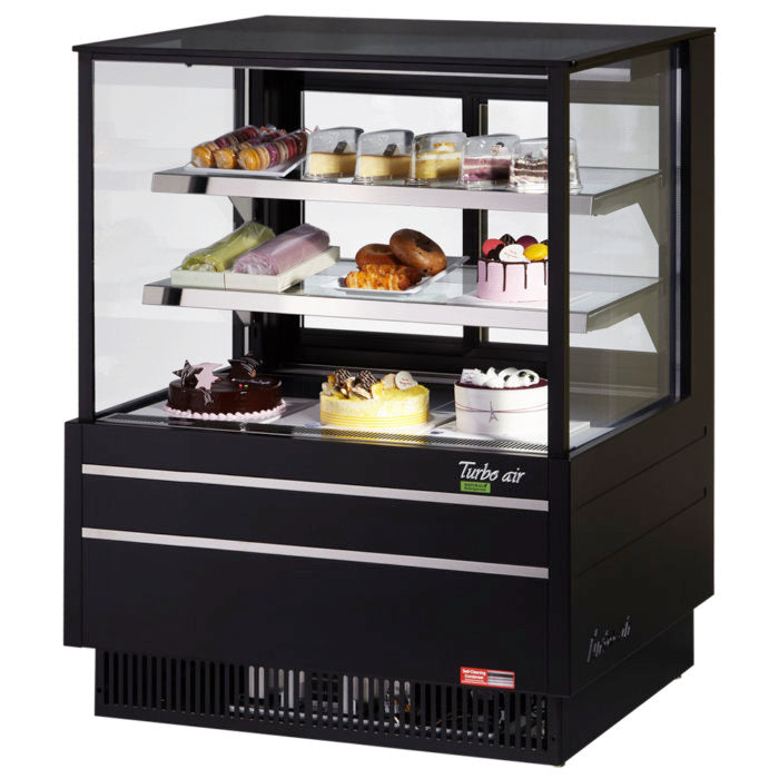 Turbo Air TCGB-36UF-W(B)-N 36" Refrigerated Bakery Display Case, European Straight Front Glass, White or Black, 11.8 Cu. Ft.