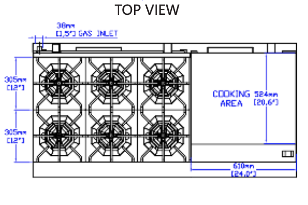 Standard Range SR-R60-24RG-NG 60" Natural Gas Range with 6 Burners, 24" Raised Griddle and 2 Oven-306,000 BTU