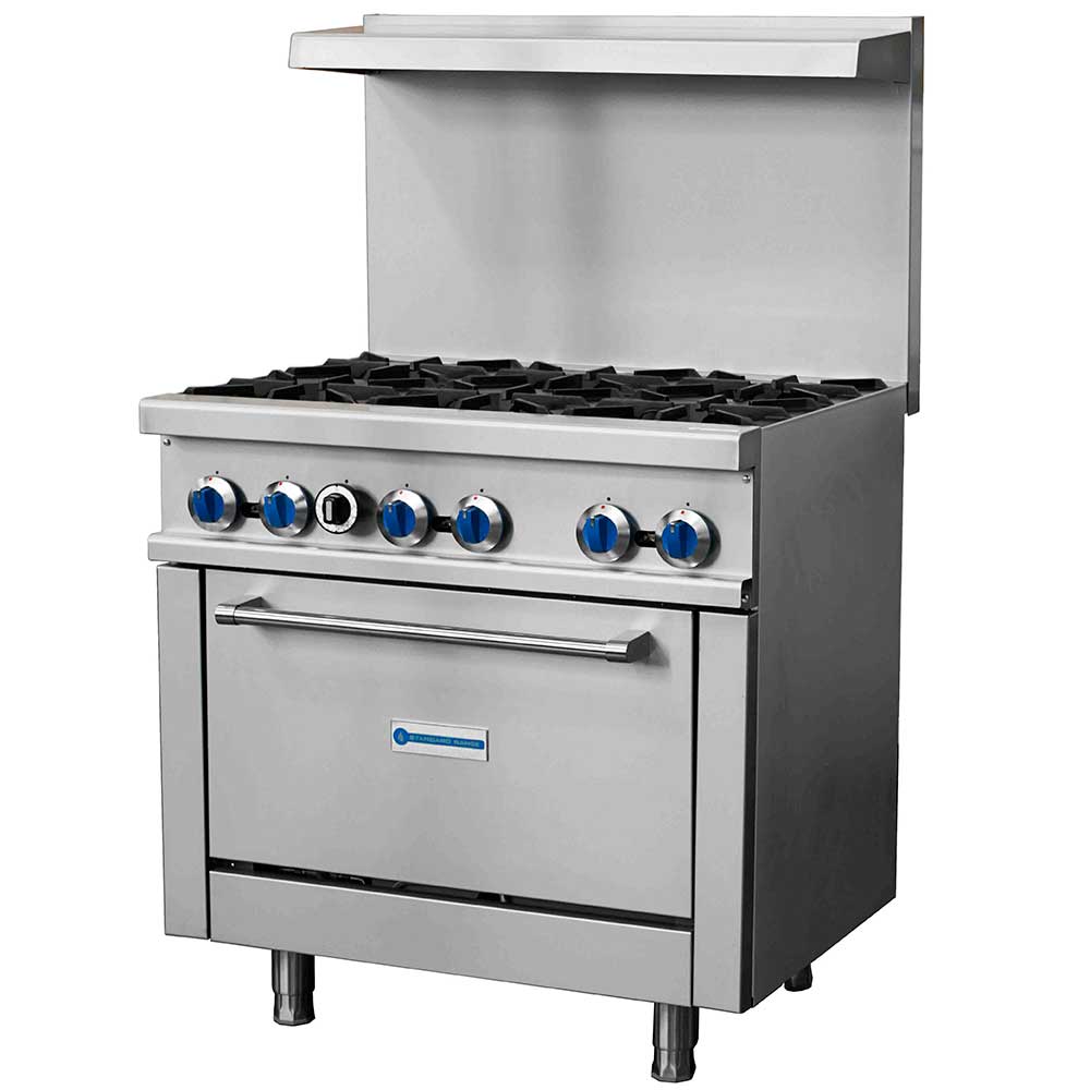 Standard Range SR-R36-NG 36" Natural Gas Commercial Range with 6 Burner, 1 Oven, 213,000 BTU