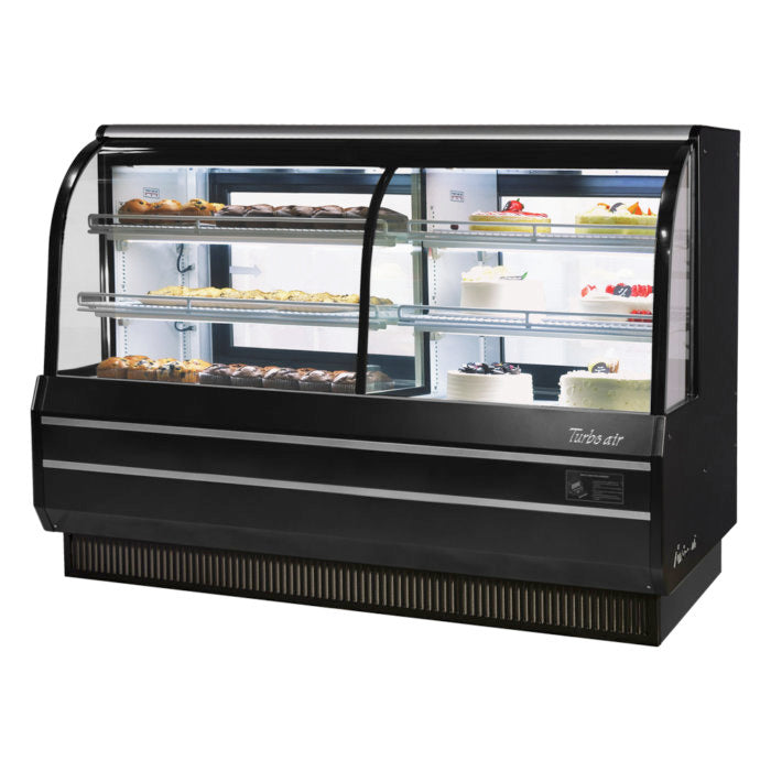 Turbo Air TCGB-72CO-W(B)-N 72" Refrigerated and Dry Bakery Display Case, European Straight Front Glass, White or Black, 12.2 Cu. Ft.