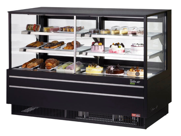 Turbo Air TCGB-72UF-CO-W(B)-N 72" Refrigerated and Dry Bakery Display Case, European Straight Front Glass, White or Black, 12.2 Cu. Ft.