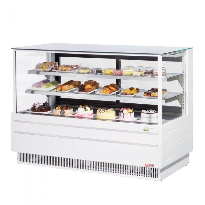 Turbo Air TCGB-72UF-W(B)-N 72" Refrigerated Bakery Display Case,  European Straight Front Glass, White or Black, 23.2 Cu. Ft.