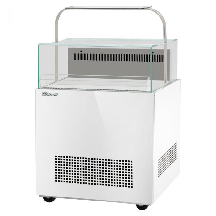 Turbo Air TOS-30NN-D-W(B) 30" Sandwich & Cheese Display Case with Top Shelf, Refrigerated, White or Black, 1.31 Cu. Ft.