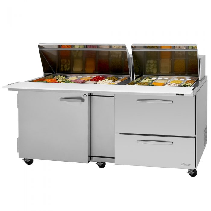 Turbo Air PST-72-30-D2R-N 2 Drawer and 1 Door Mega Refrigerated Sandwich and Salad Prep Table