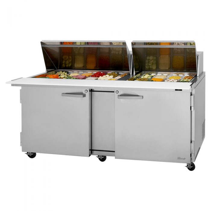 Turbo Air PST-72-30-N 2 Solid Door Mega Refrigerated Sandwich and Salad Prep Table, 23 Cu. Ft.