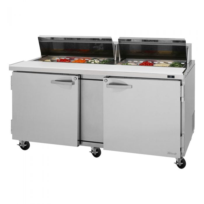 Turbo Air PST-72-N 2 Solid Door Refrigerated Sandwich and Salad Prep Table, 19 Cu. Ft.