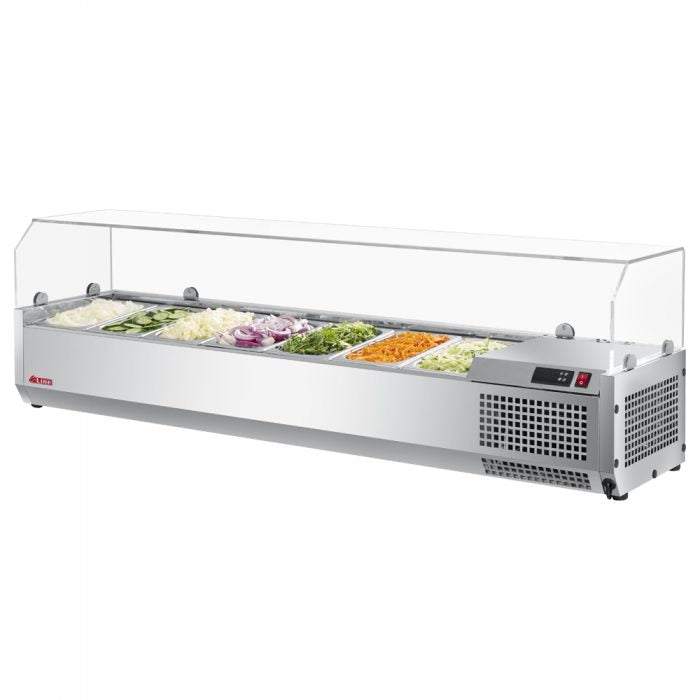 Turbo Air CTST-1500G-N 59" Counter Top Refrigerated Salad Prep Table, Clear hood