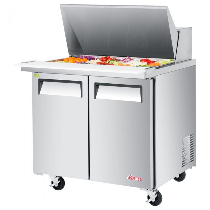 Turbo Air EST-36-N6-V 2 Solid Door Refrigerated Sandwich Prep Table, 9.5 Cu. Ft.