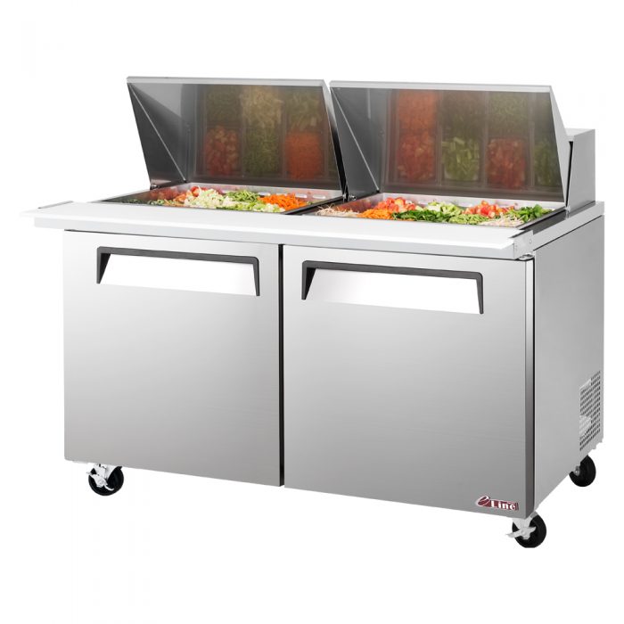 Turbo Air EST-60-24-N-V 2 Solid Door Mega Top Refrigerated Sandwich Prep Table, 19 Cu. Ft.