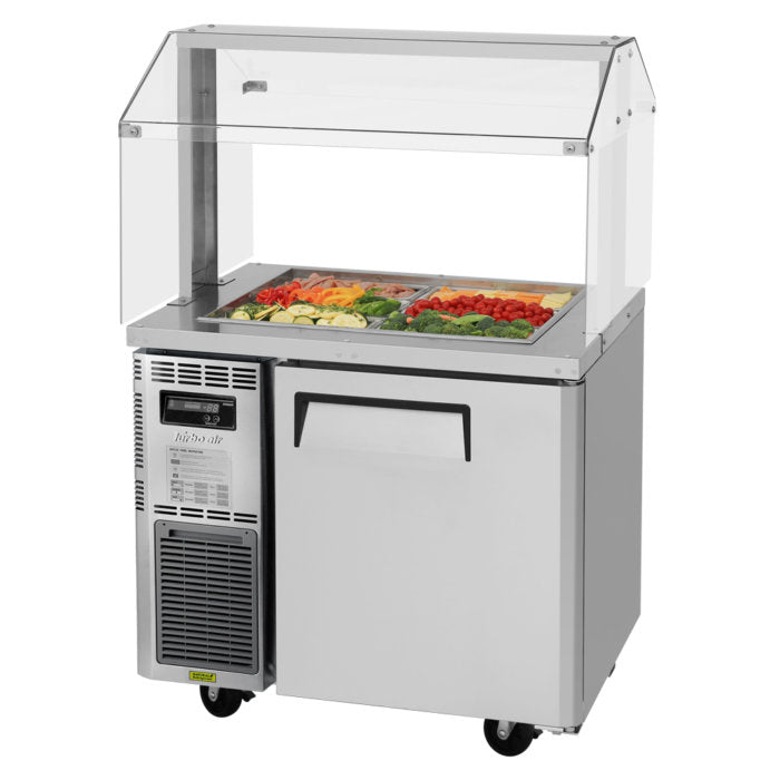 Turbo Air JBT-36-N 1 Solid Door Dual Temp Buffet Display Table, Refrigerated and Heated, Side Mount, 8.4 Cu. Ft.