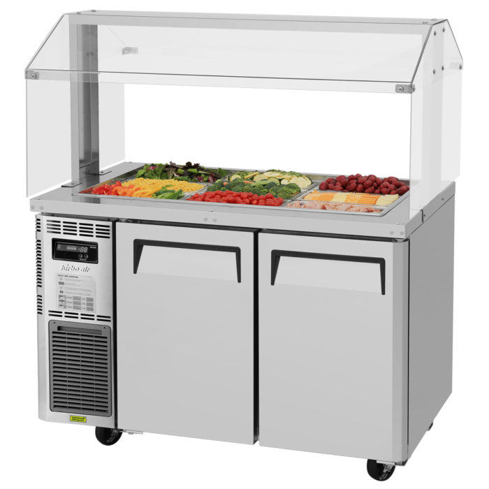 Turbo Air JBT-48-N 2 Solid Door Dual Temp Buffet Display Table, Refrigerated and Heated, Side Mount, 12.5 Cu. Ft.