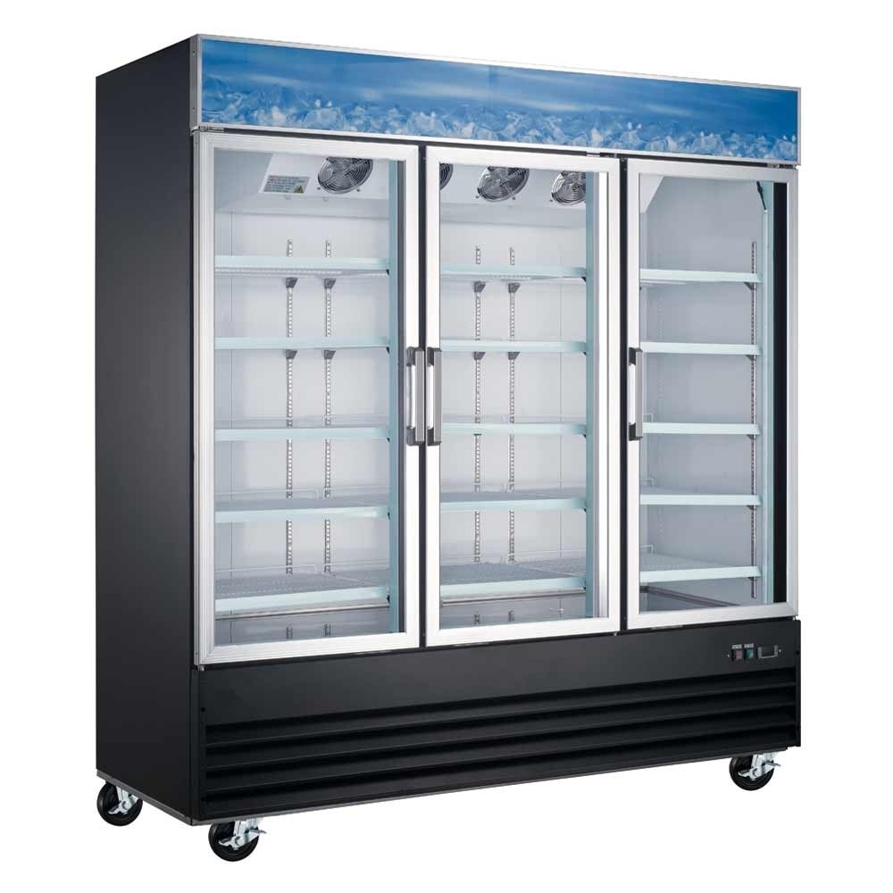 Coldline G80-B 78" Triple Glass Swing Door Merchandising Refrigerator, Black