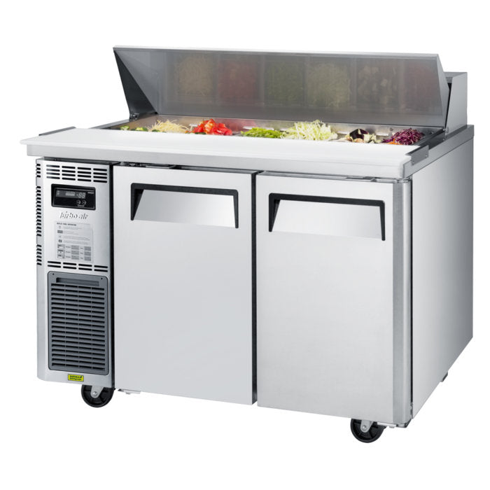 Turbo Air JST-48-N 2 Solid Door Refrigerated Sandwich Prep Table, Side Mount, 8.4 Cu. Ft.