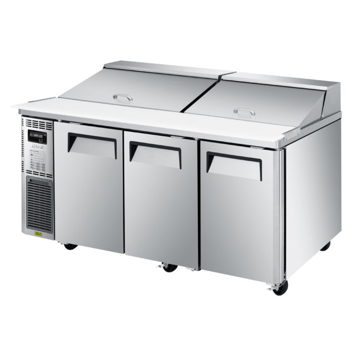 Turbo Air JST-72-N 3 Solid Door Refrigerated Sandwich Prep Table, Side Mount, 14 Cu. Ft.