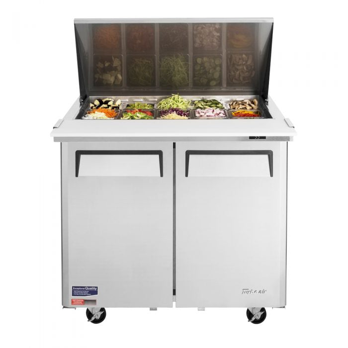 Turbo Air MST-36-15-N6 2 Solid Door  Mega Top Refrigerated Sandwich Prep Table, 11 Cu. Ft.