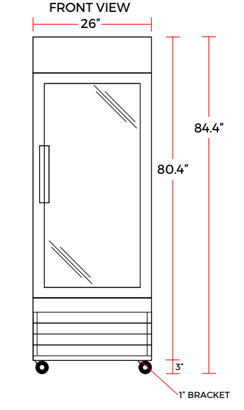Coldline G12-B 26" Single Glass Swing Door Merchandiser Refrigerator, Black