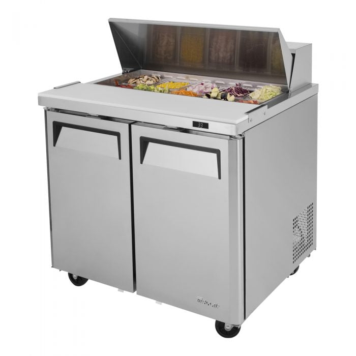 Turbo Air MST-36-N6 2 Solid Door Refrigerated Sandwich Prep Table, 9.5 Cu. Ft.
