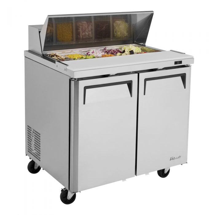 Turbo Air MST-36-N6 2 Solid Door Refrigerated Sandwich Prep Table, 9.5 Cu. Ft.