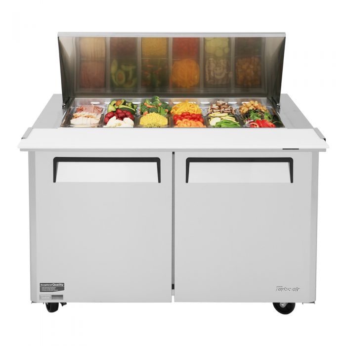 Turbo Air MST-48-18-N 2 Solid Door  Mega Top Refrigerated Sandwich Prep Table, 15 Cu. Ft.