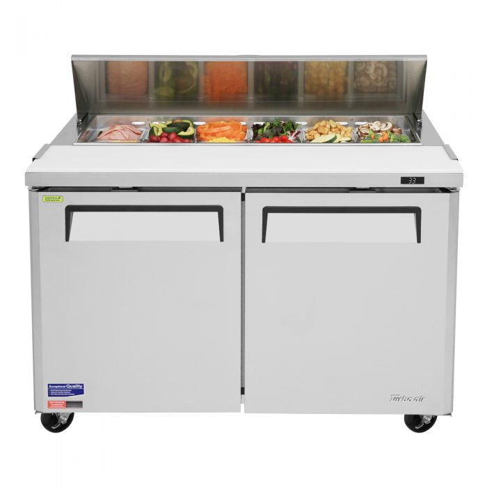 Turbo Air MST-48-N 2 Solid Door Refrigerated Sandwich Prep Table, 12 Cu. Ft.