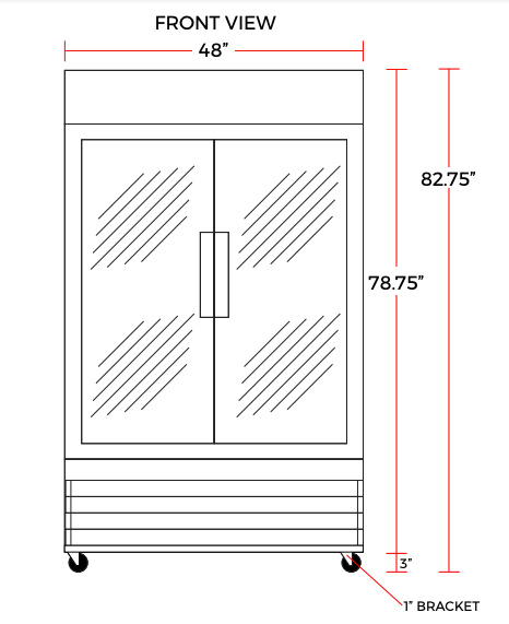 Coldline G48-B 48" Double Glass Swing Door Merchandising Refrigerator, Black