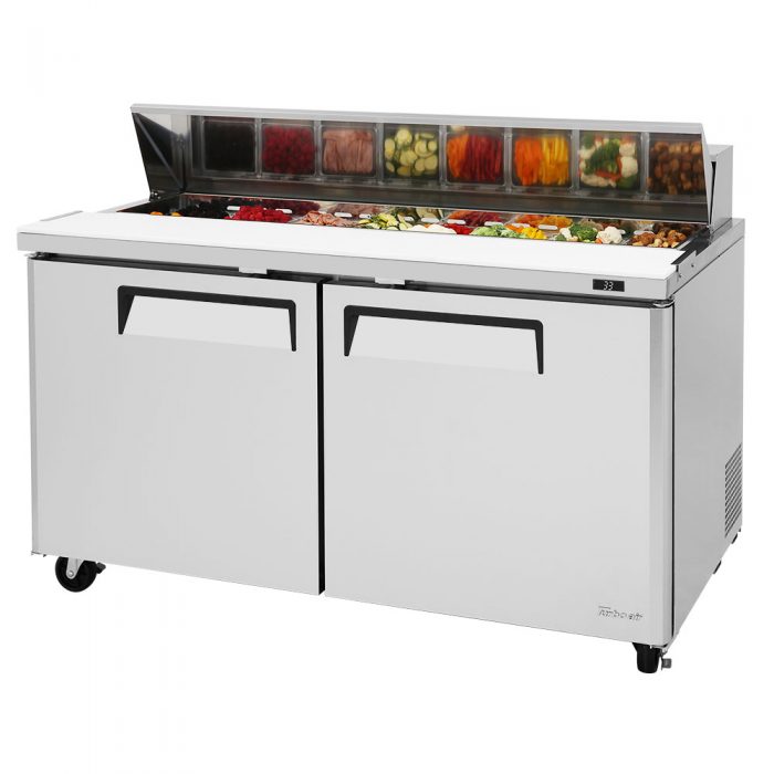 Turbo Air MST-60-N 2 Solid Door Refrigerated Sandwich Prep Table, 16 Cu. Ft.