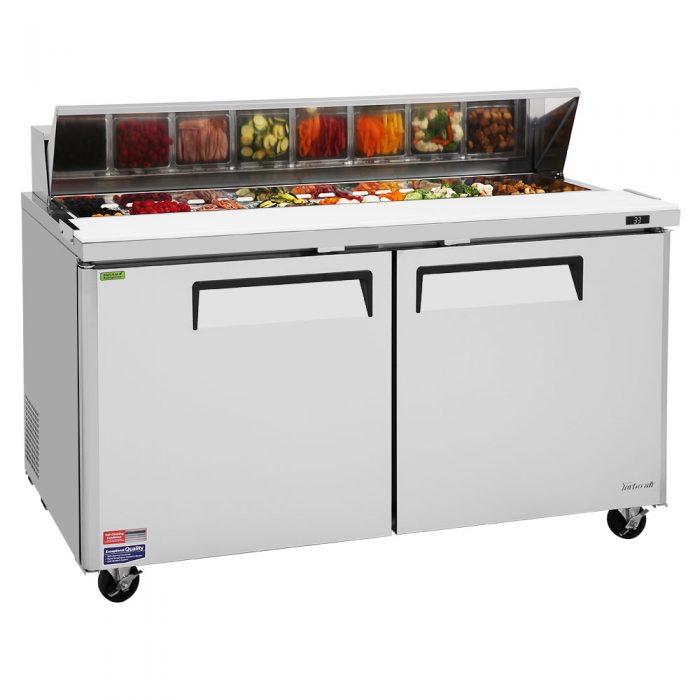 Turbo Air MST-60-N 2 Solid Door Refrigerated Sandwich Prep Table, 16 Cu. Ft.