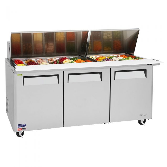 Turbo Air MST-72-30-N 3 Solid Door  Mega Top Refrigerated Sandwich Prep Table, 23 Cu. Ft.