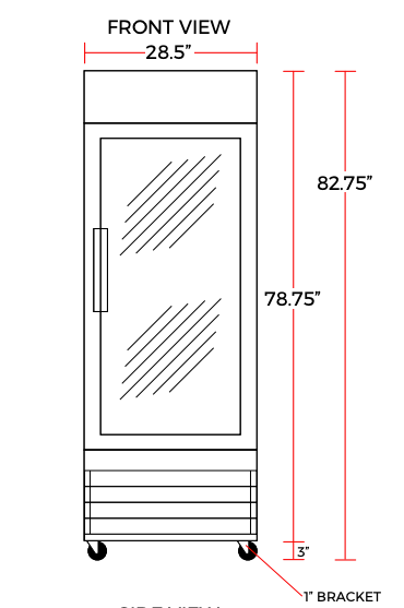 Coldline G28-B 28" Single Glass Door Merchandising Refrigerator, Black