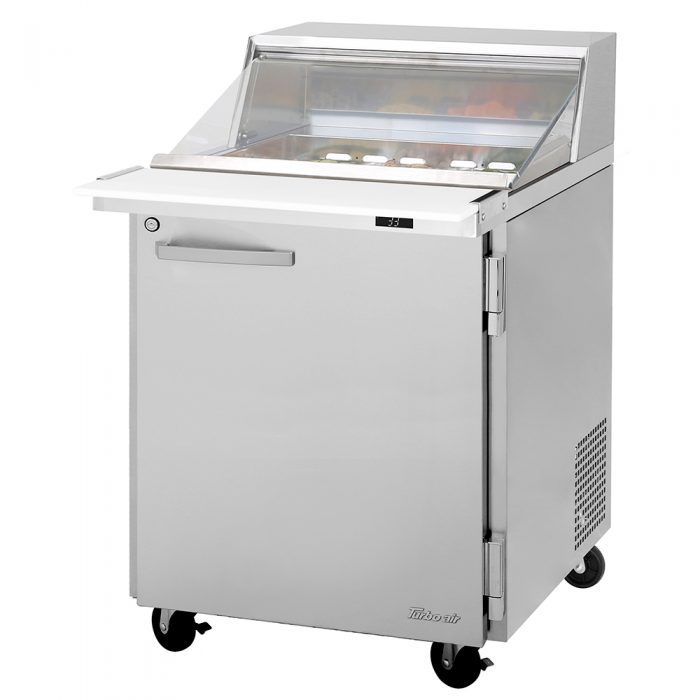 Turbo Air PST-28-12-N-CL 1 Solid Door Mega Top Refrigerated Sandwich Prep Table, Clear Lid, 8 Cu. Ft.