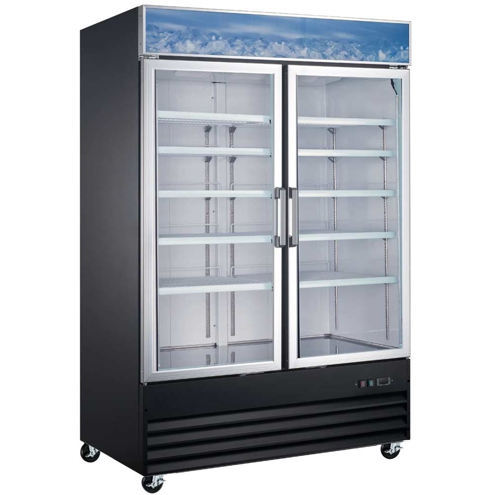 Coldline G53-B 53" Double Glass Swing Door Merchandising Refrigerator, Black