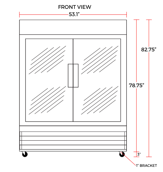 Coldline G53-B 53" Double Glass Swing Door Merchandising Refrigerator, Black