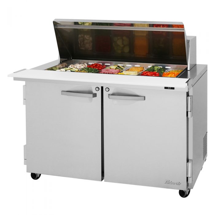 Turbo Air PST-48-18-N 2 Solid Door Mega Top Refrigerated Sandwich Prep Table, 15 Cu. Ft.
