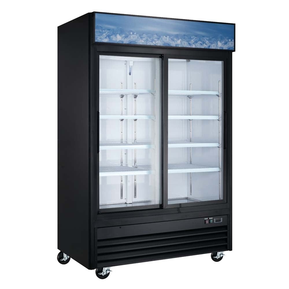 Coldline G53S-B 53" Double Sliding Glass Door Merchandising Refrigerator, Black