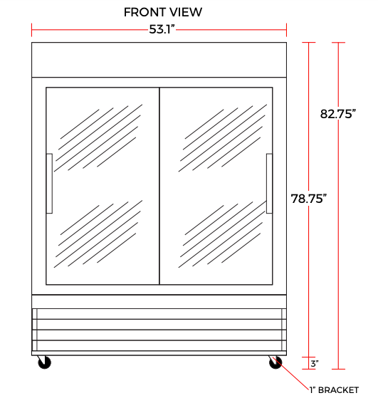 Coldline G53S-B 53" Double Sliding Glass Door Merchandising Refrigerator, Black