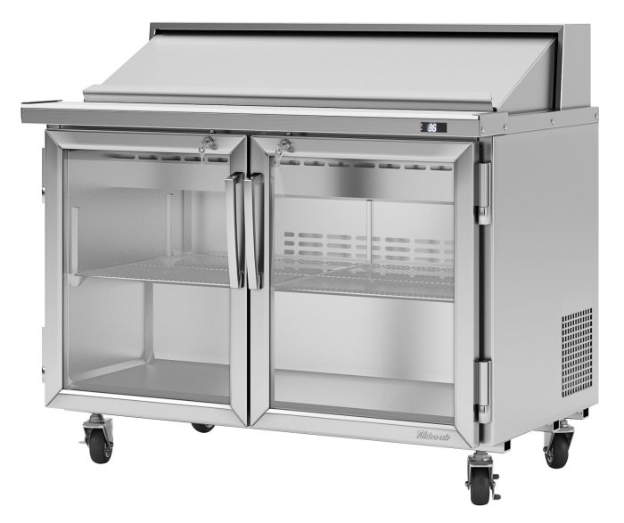 Turbo Air PST-48-G-N 2 Glass Door Refrigerated Sandwich Prep Table, 12 Cu. Ft.