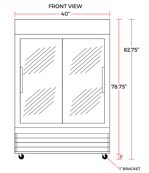 Coldline G40S-B 40" Double Glass Sliding Door Merchandising Refrigerator, Black