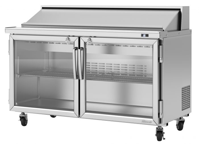 Turbo Air PST-60-G-N 2 Glass Door Refrigerated Sandwich Prep Table, 16 Cu. Ft.