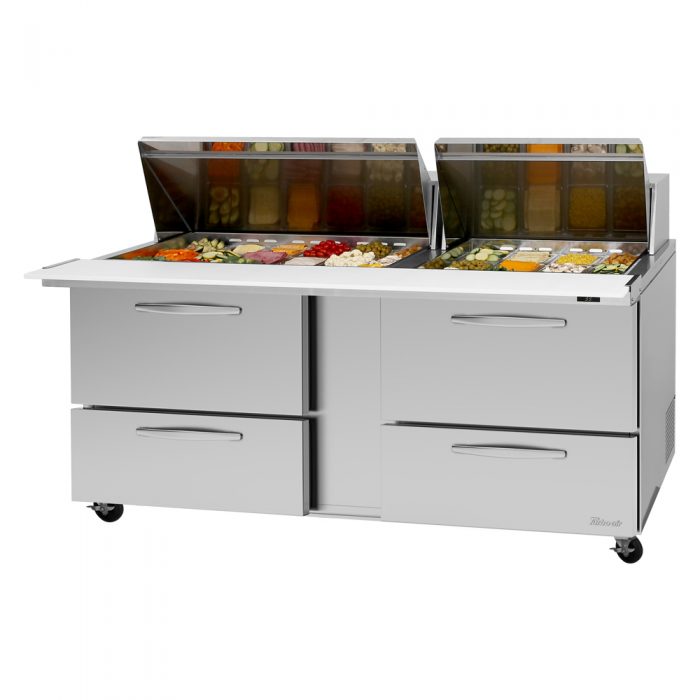 Turbo Air PST-72-30-D4-N 4 Drawer Mega Top Refrigerated Sandwich Prep Table