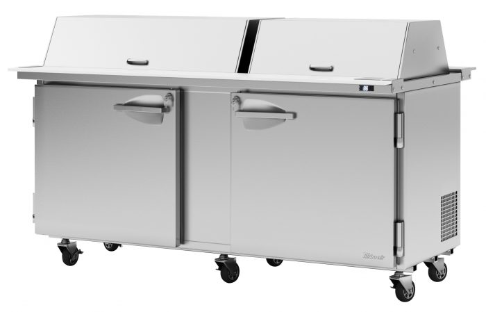 Turbo Air PST-72-30-N-DS 2 Solid Door Mega Top Refrigerated Sandwich Prep Table, Dual Sided Lid, 23 Cu. Ft.
