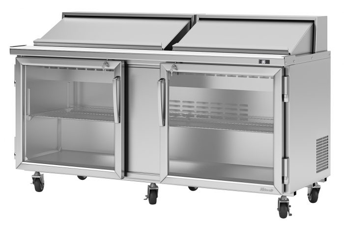 Turbo Air PST-72-G-N 2 Glass Door Refrigerated Sandwich Prep Table, 19 Cu. Ft.