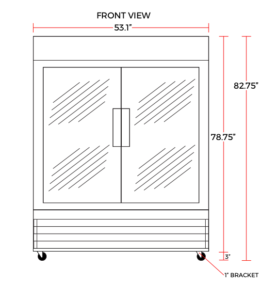 Coldline D53-B 53" Double Glass Swing Door Merchandising Freezer, Black