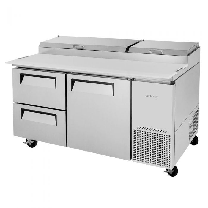 Turbo Air TPR-67SD-D2-N 1 Solid Door and 2 Drawer Refrigerated Pizza Prep Table
