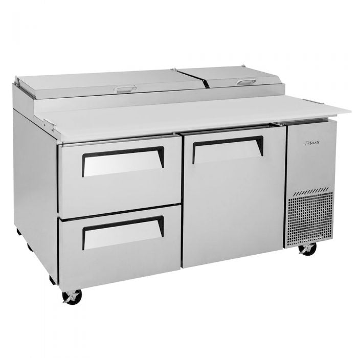 Turbo Air TPR-67SD-D2-N 1 Solid Door and 2 Drawer Refrigerated Pizza Prep Table