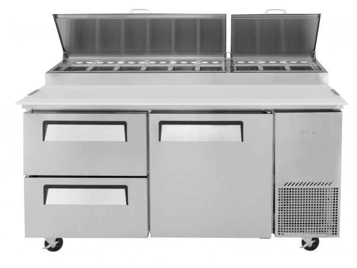 Turbo Air TPR-67SD-D2-N 1 Solid Door and 2 Drawer Refrigerated Pizza Prep Table