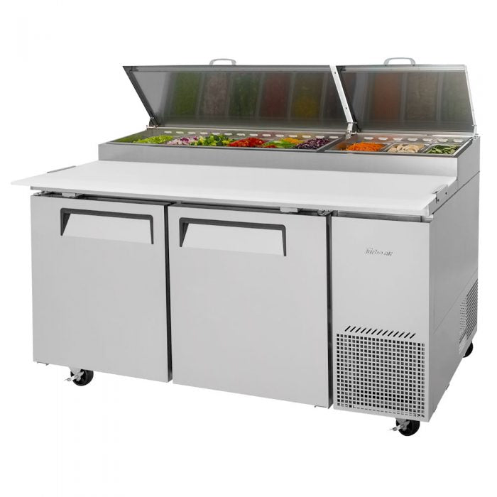 Turbo Air TPR-67SD-N 2 Solid Door Refrigerated Pizza Prep Table, 20 Cu. Ft.
