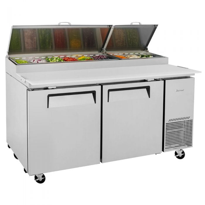 Turbo Air TPR-67SD-N 2 Solid Door Refrigerated Pizza Prep Table, 20 Cu. Ft.